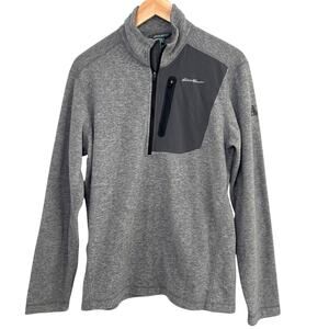 Eddie Bauer Men's Grey Fleece Pullover Jacket Half Zip Spring Cozy Size Small